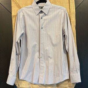 Mens’s Express grey with navy stripes dress shirt, size small.